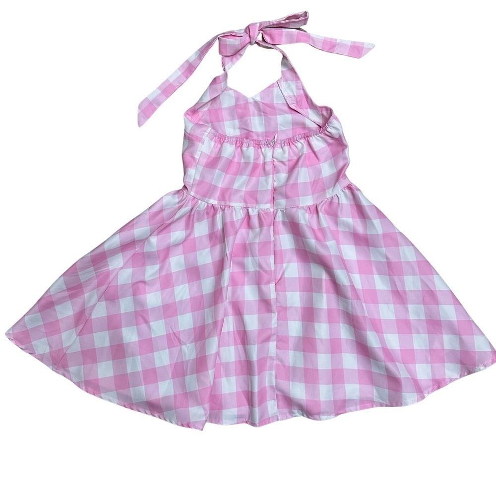 Gingham Girls Dress 50s Halter Gingham
Dress SZ 4-5T Pink White ACCESSORY BONUS - Picture 7 of 7